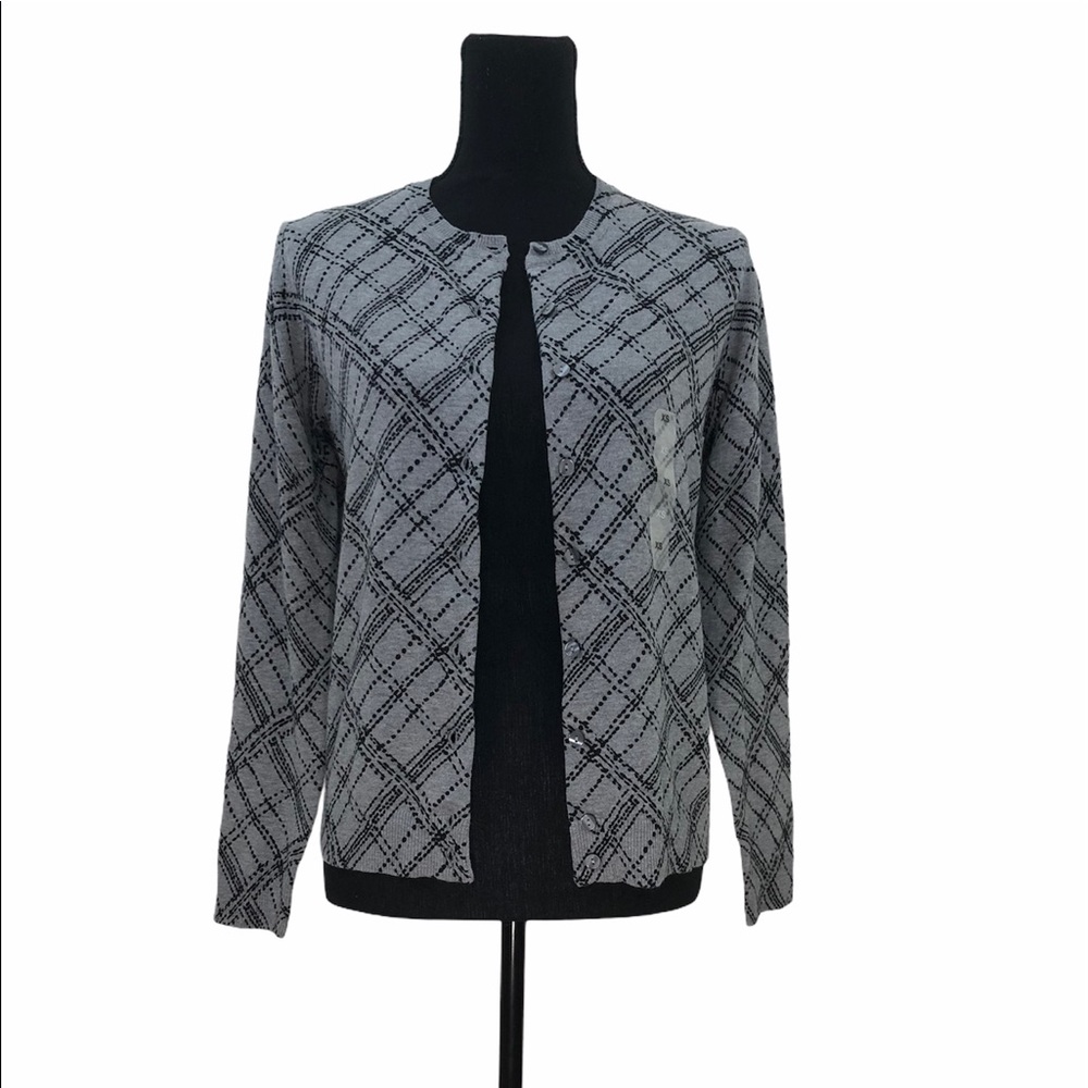 Karen Scott Button-Front Print Cardigan